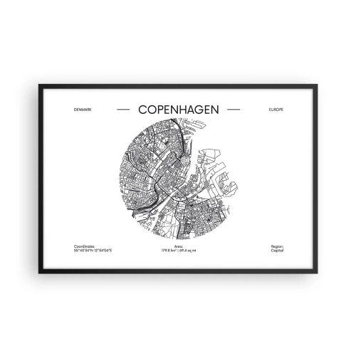 Poster in black frame - Anatomy of Copenhagen - 91x61 cm