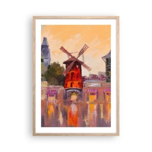 Poster in light oak frame - Icons of Paris - Moulin Rouge - 50x70 cm