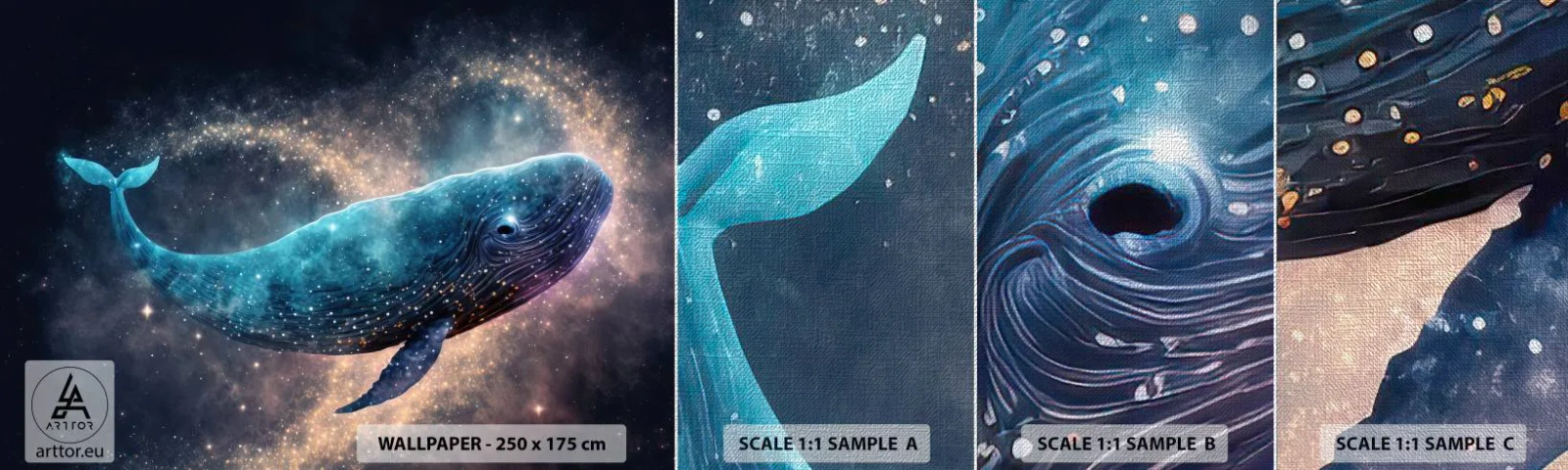 Photo Wallpaper Sample Premium Canvas - Such World Exists... - Whale, Magic, Fantastic - 100x30 cm