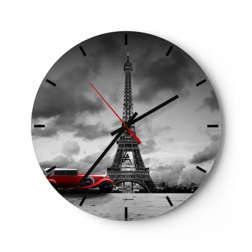 Wall clock - Clock on glass - Not So Long Ago in Paris - 40x40 cm