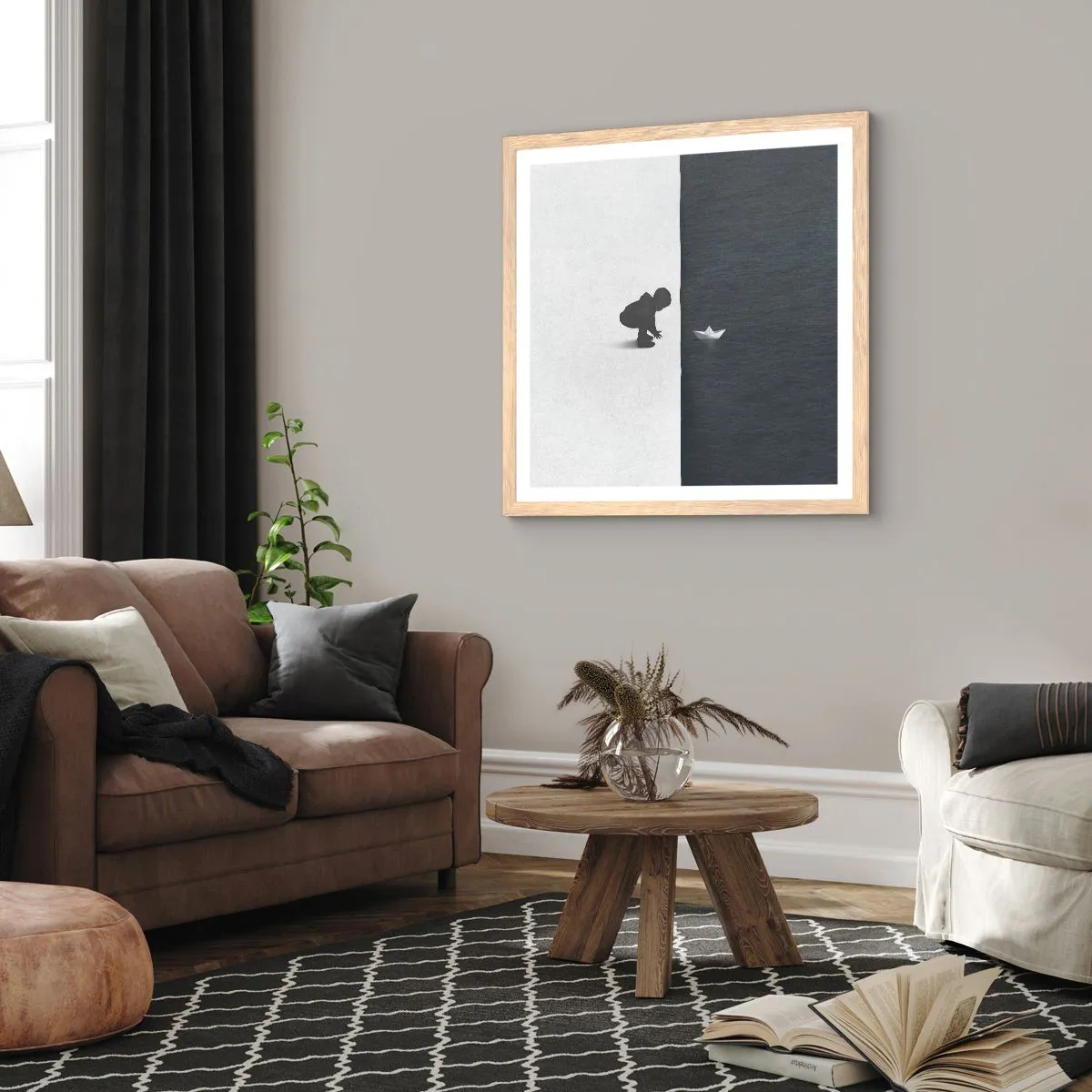 Poster in light oak frame - Big Voyage - 40x40 cm