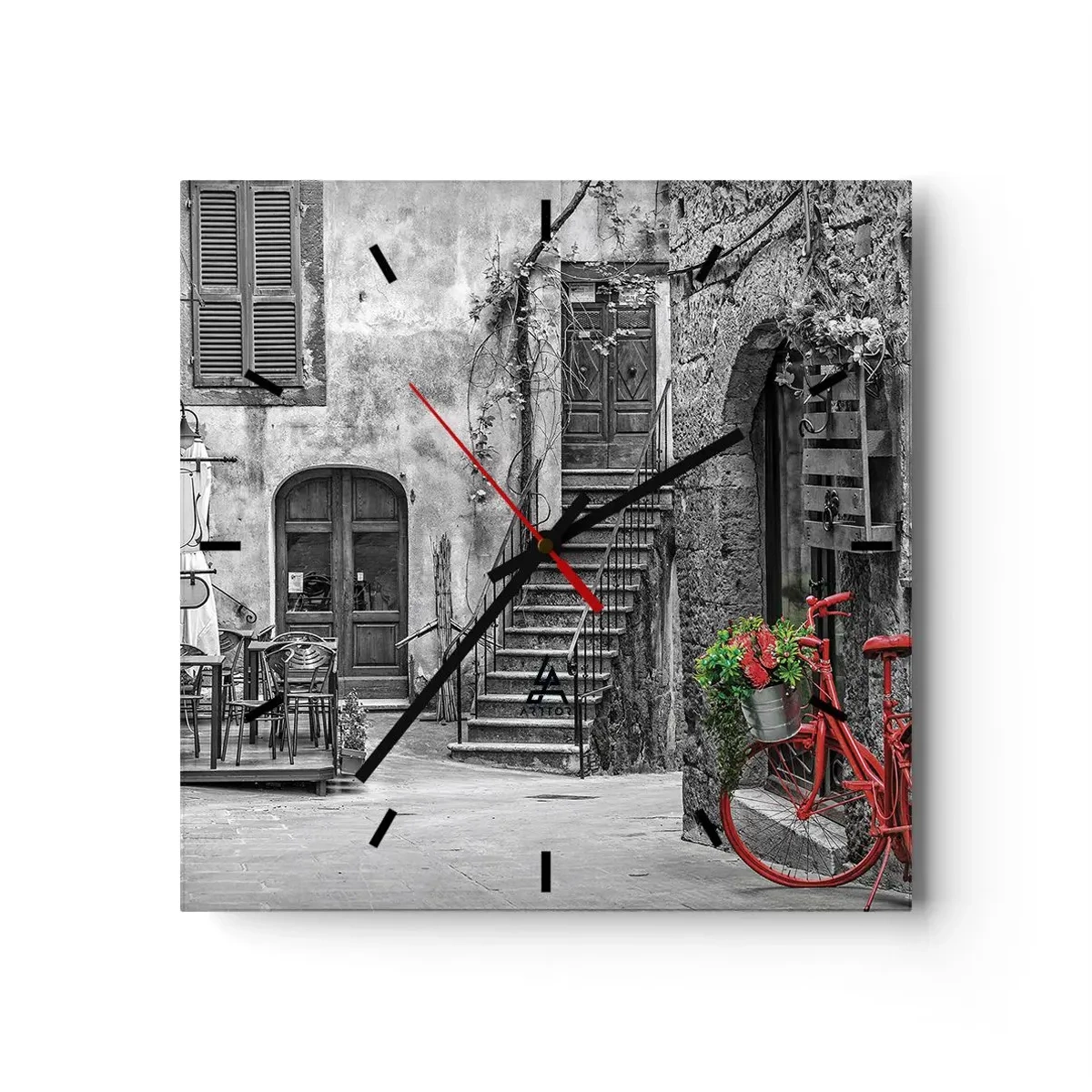 Wall clock - Clock on glass - Tuscan Alley - 40x40 cm