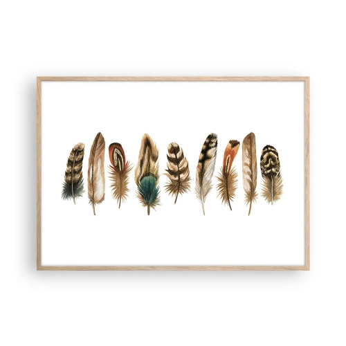 Poster in light oak frame - Feather Variation - 100x70 cm