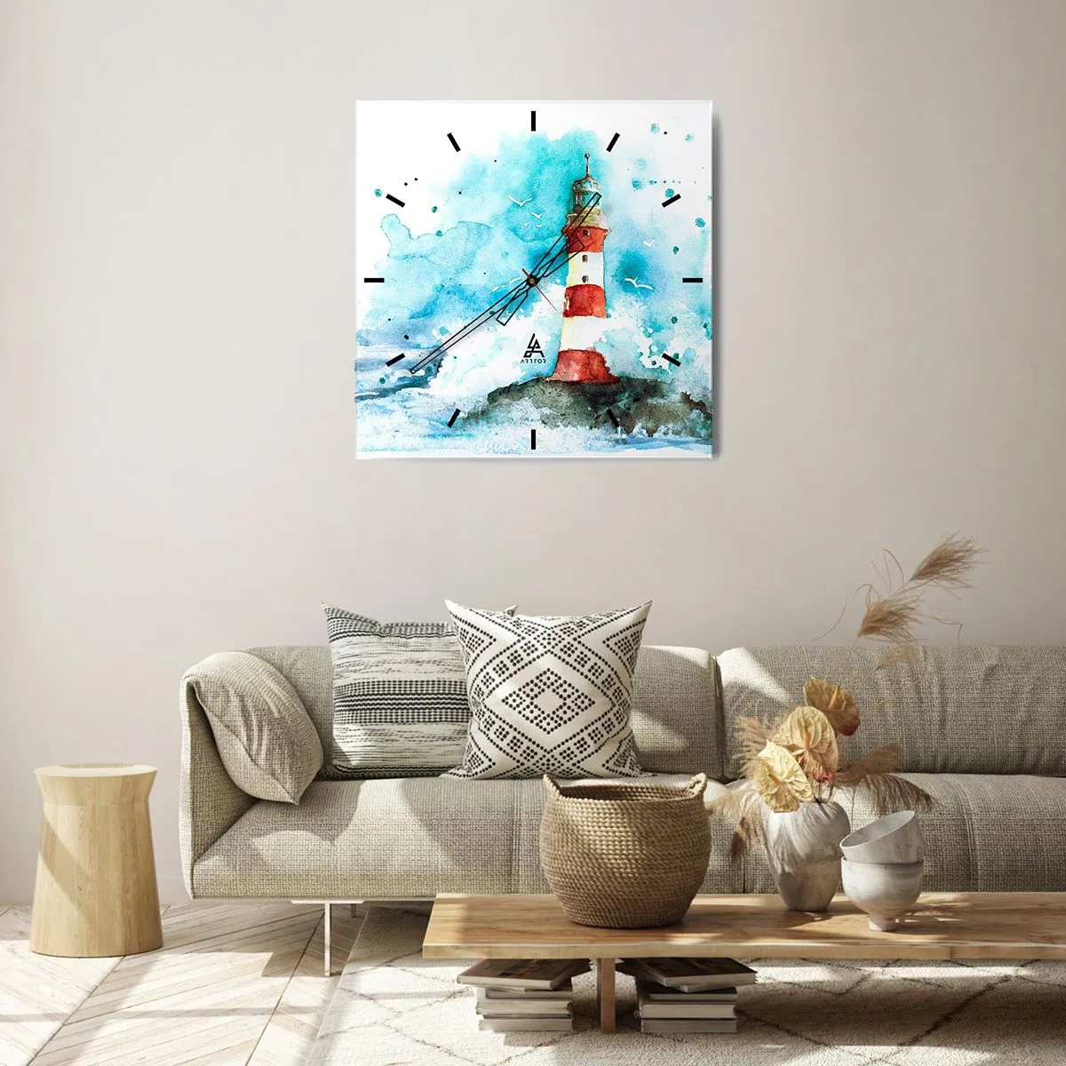 Wall clock - Clock on glass - Unity of Elements - 30x30 cm