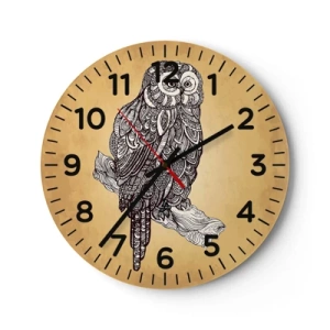 Wall clock - Clock on glass - Mysterious Ornaments of Wisdom - 40x40 cm