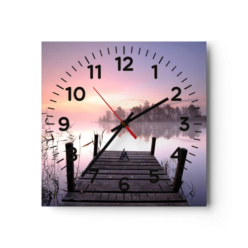 Wall clock - Clock on glass - Out from a Lilac Fog… - 30x30 cm