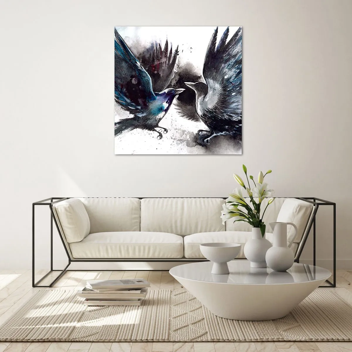 Glass picture - Two Crows - 70x70 cm