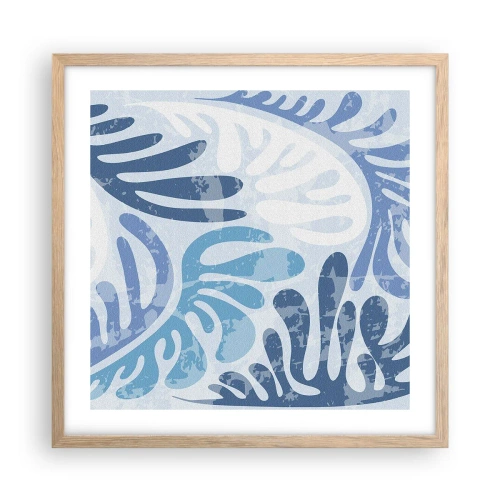 Poster in light oak frame - Blue Ferns - 50x50 cm