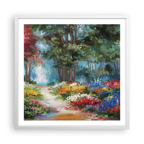 Poster in white frmae - Wood Garden, Flowery Forest - 60x60 cm