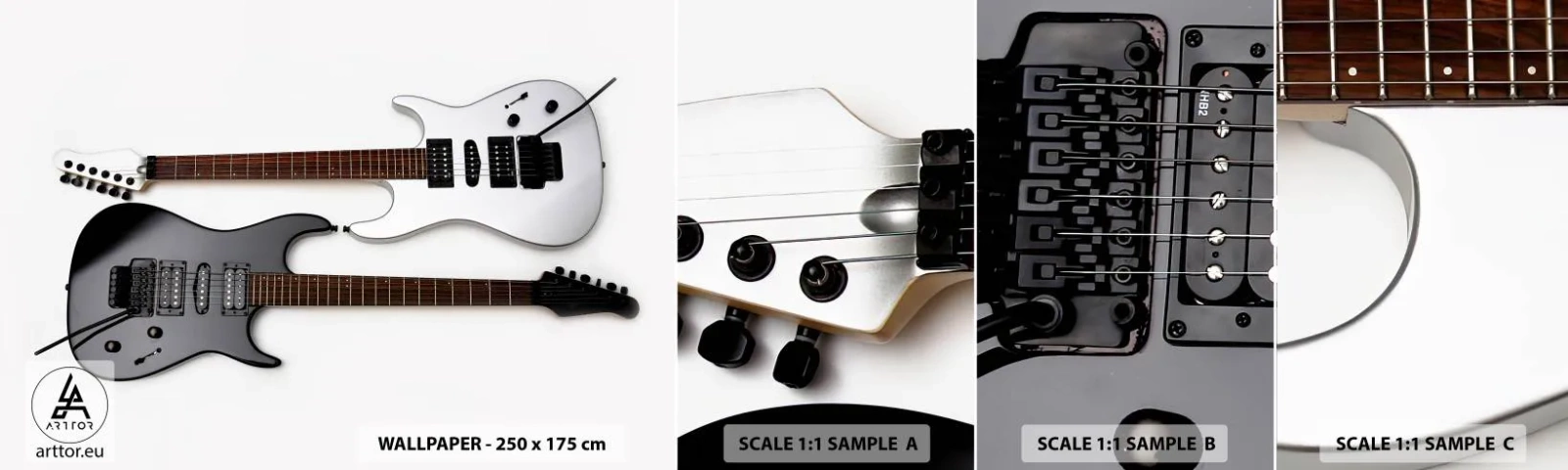 Photo Wallpaper Sample Standard Eco - Harmony of Shapes - Music, Electric guitar, A musical instrument - 100x30 cm