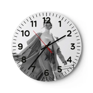 Wall clock - Clock on glass - Are You Coming With Me? - 40x40 cm