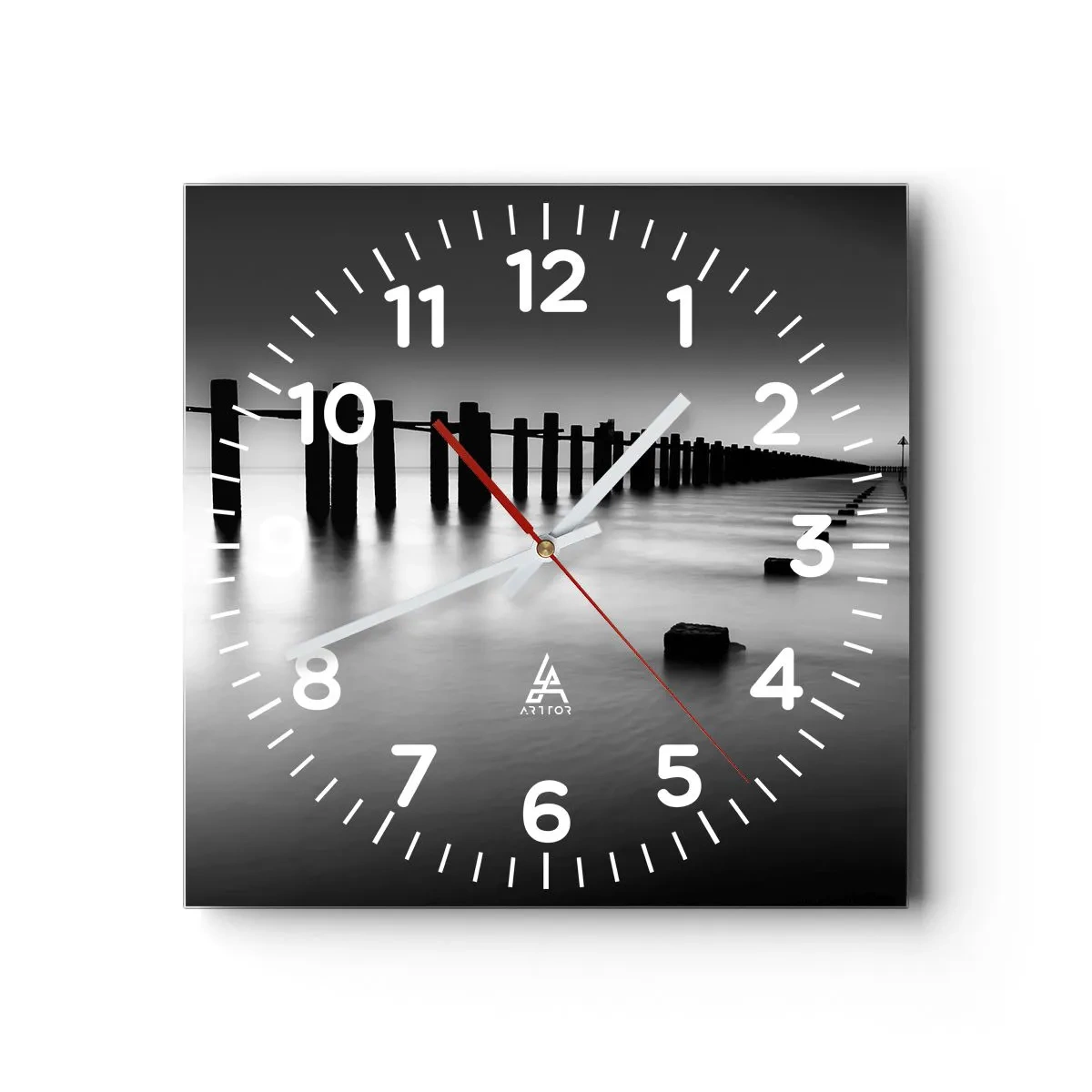 Wall clock - Clock on glass - Grey Distance in a Fog - 30x30 cm