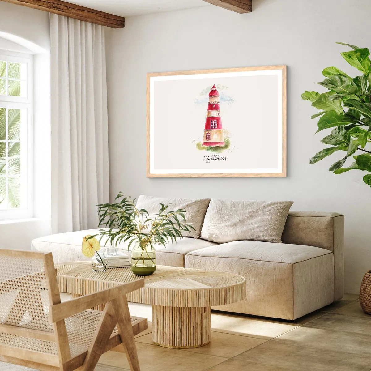 Poster in light oak frame - Around It the Weather Is Always Nice - 70x50 cm