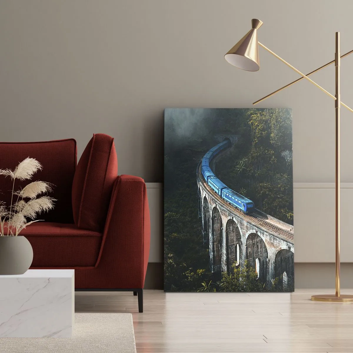 Canvas picture - Train through Nature - 80x120 cm