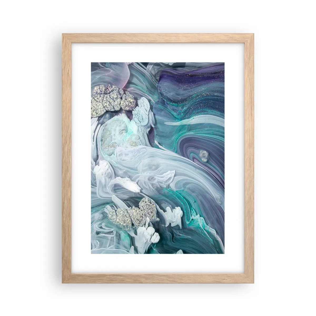 Poster in light oak frame - Currents of Blue - 30x40 cm