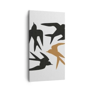 Canvas picture - Swallows at Play - 45x80 cm