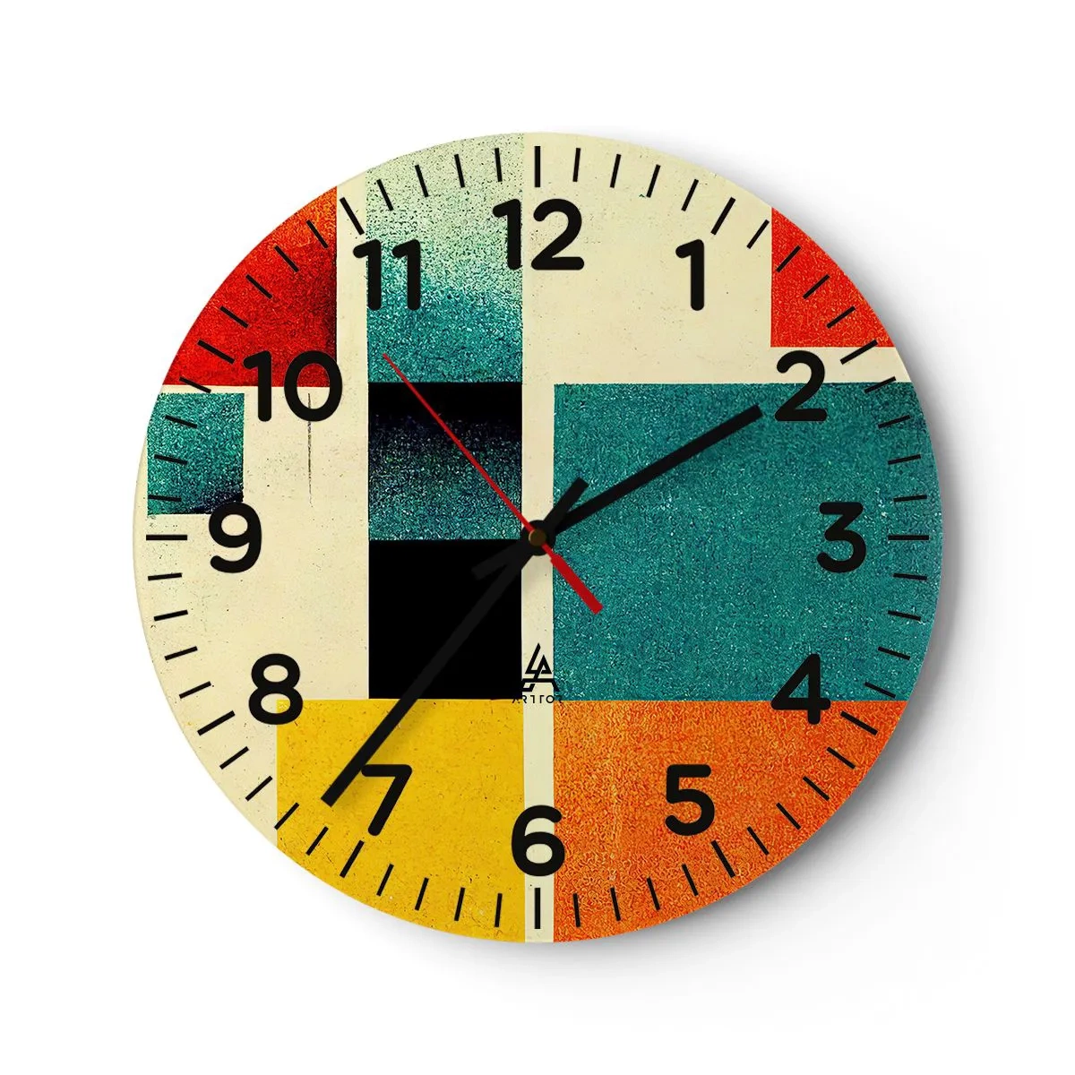 Wall clock - Clock on glass - Geometric Abstract - Good Energy - 30x30 cm