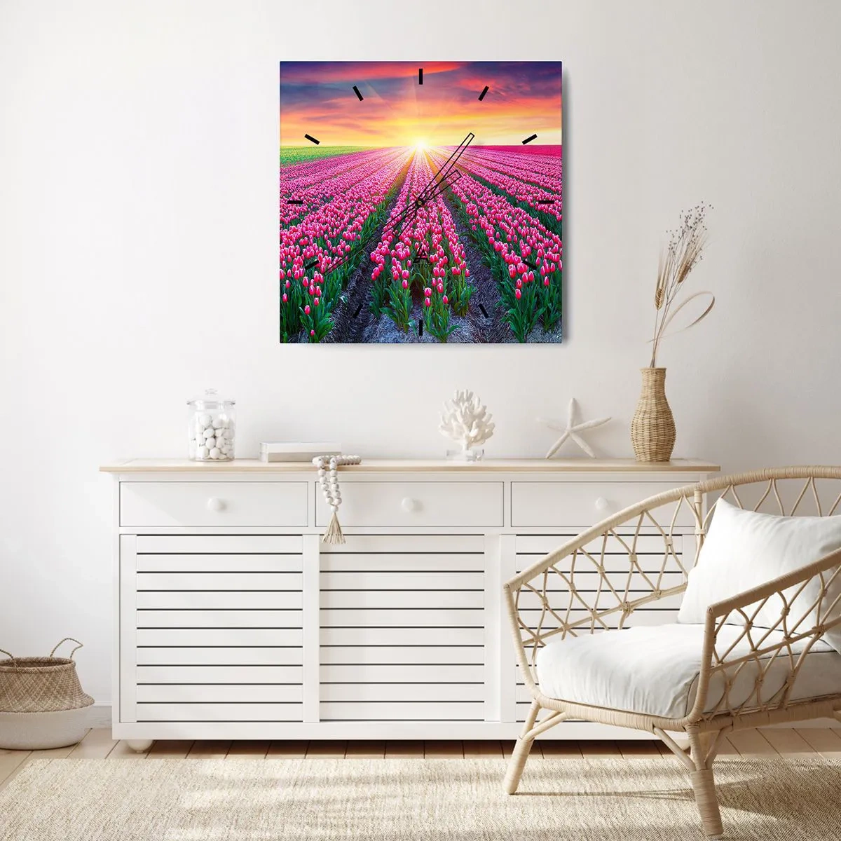 Wall clock - Clock on glass - Beauty Farm - 40x40 cm