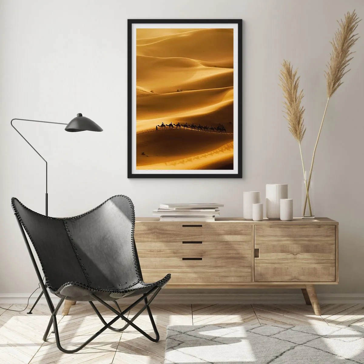 Poster in black frame - Caravan on the Waves of a Desert - 61x91 cm