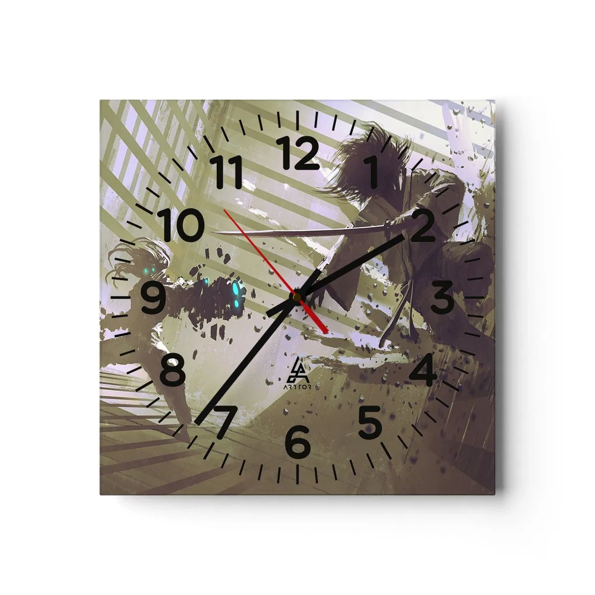 Wall clock - Clock on glass - You Too Can Be a Samurai - 30x30 cm
