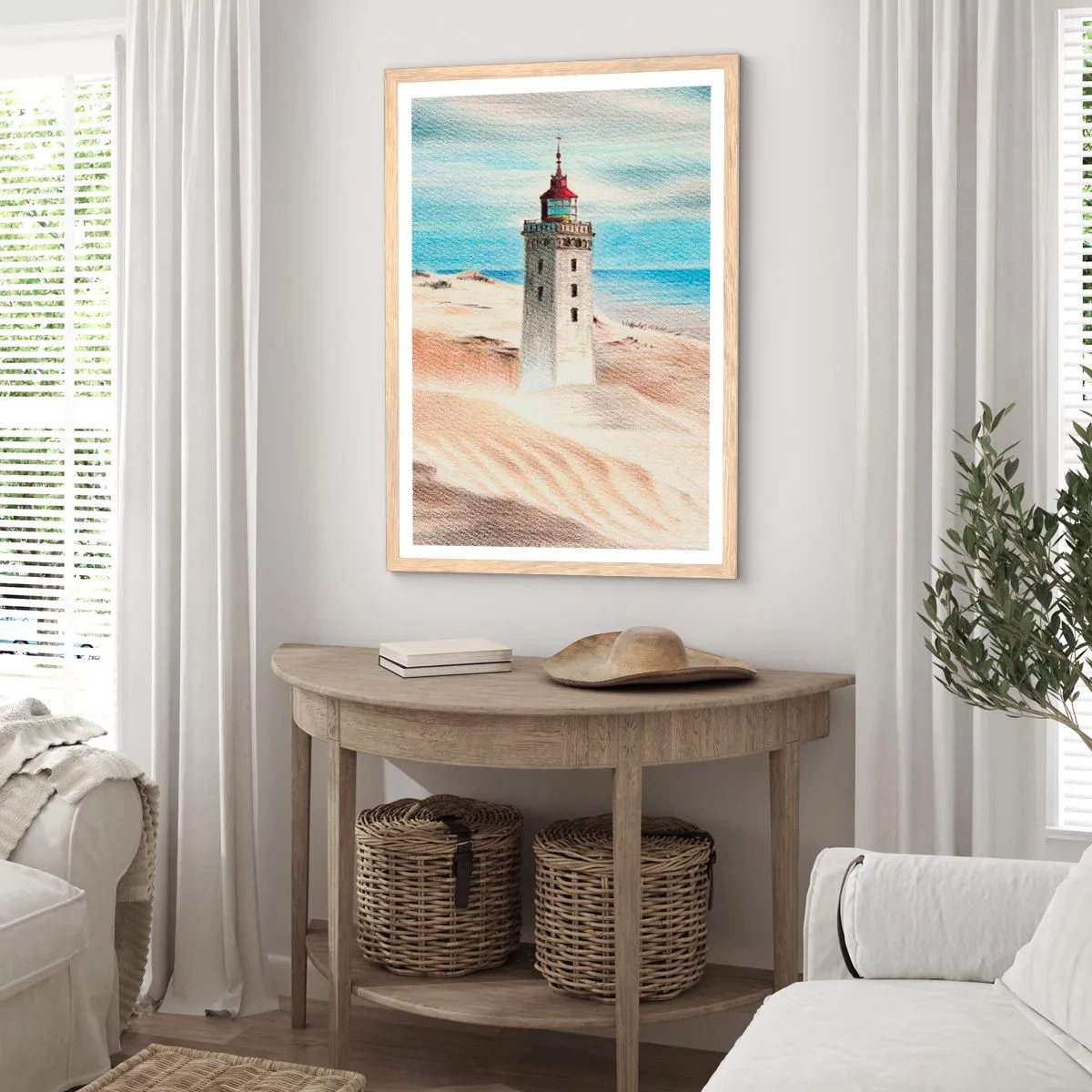 Poster in light oak frame - Always Staring at the Sea - 70x100 cm