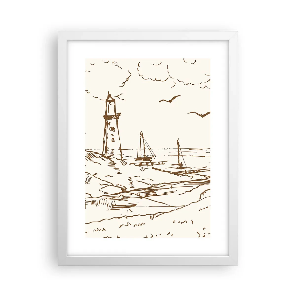 Poster in white frmae - Outline of a Summer Postcard - 30x40 cm