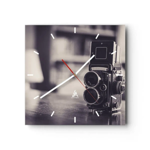 Wall clock - Clock on glass - Magic of the Old Photograph - 30x30 cm