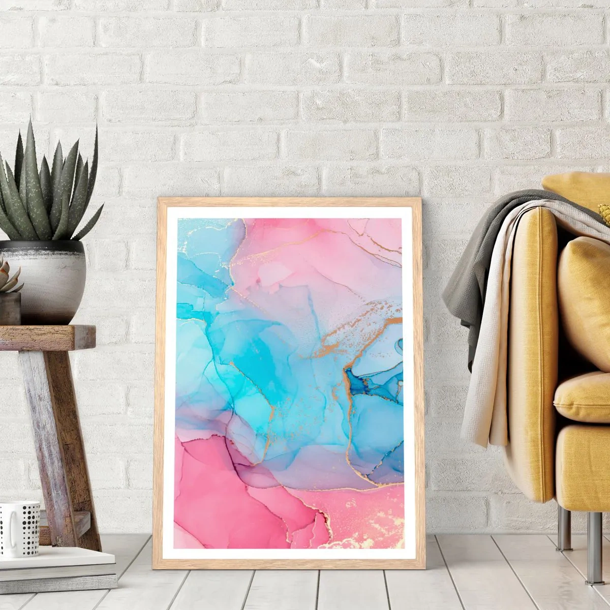 Poster in light oak frame - Encounter and Permeation - 70x100 cm