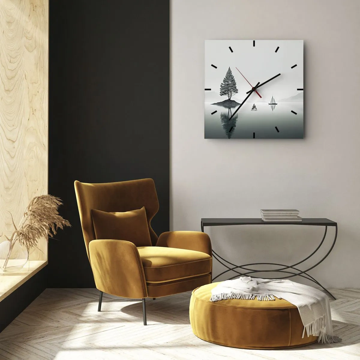 Wall clock - Clock on glass - Daydreaming - 40x40 cm