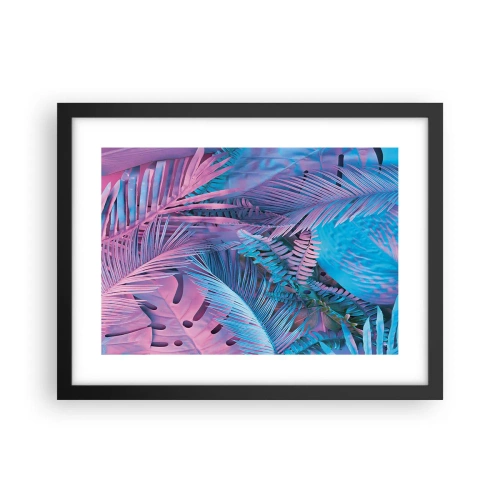 Poster in black frame - Tropics in Pink and Blue - 40x30 cm