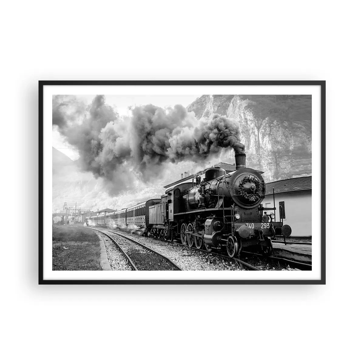 Poster in black frame - Standing at the Station... - 100x70 cm
