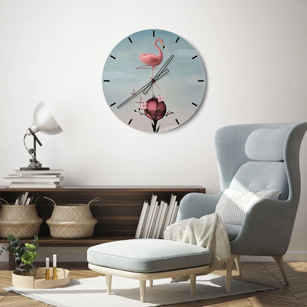 Wall clock - Clock on glass - Allegory of a Basketball - 40x40 cm