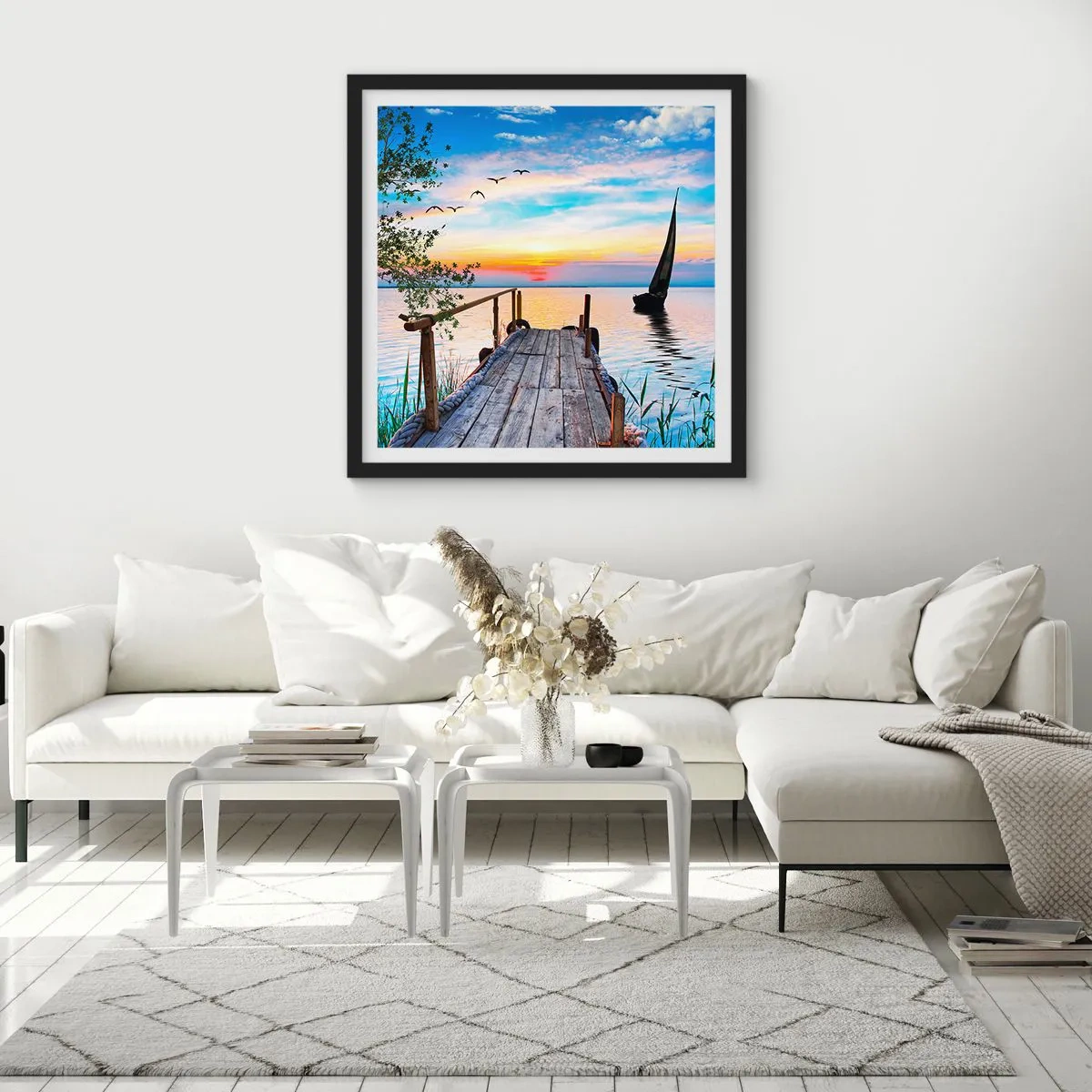 Poster in black frame - Good Evening - 30x30 cm