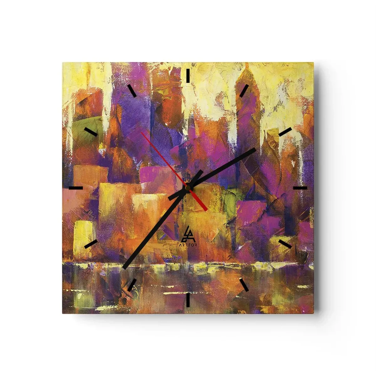 Wall clock - Clock on glass - Metropolitan Composition - 30x30 cm