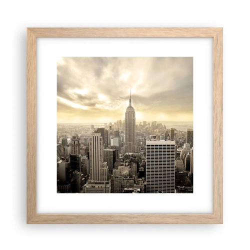 Poster in light oak frame - New York Woven in Grey - 30x30 cm