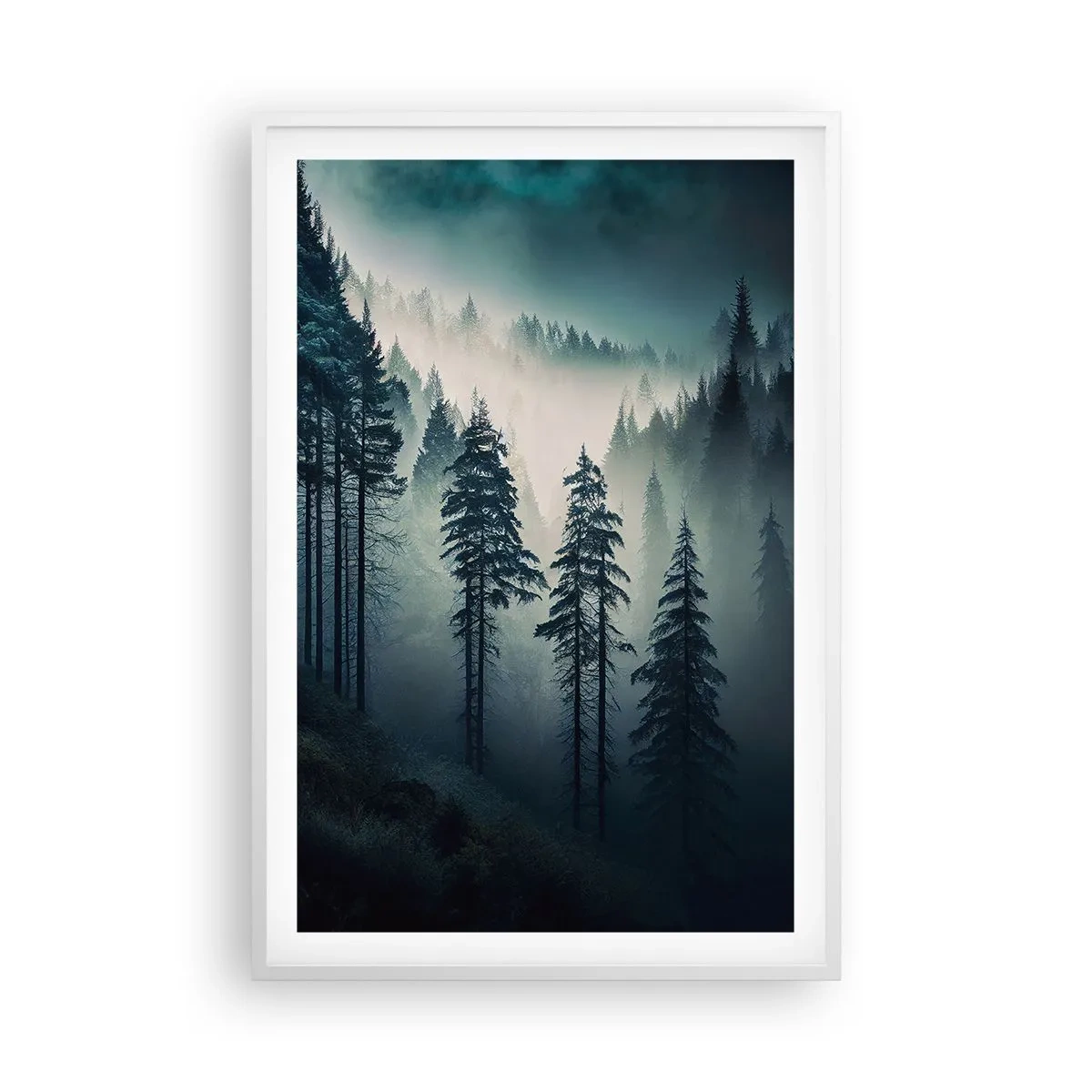 Poster in white frmae - Morning in the Mountains - 61x91 cm
