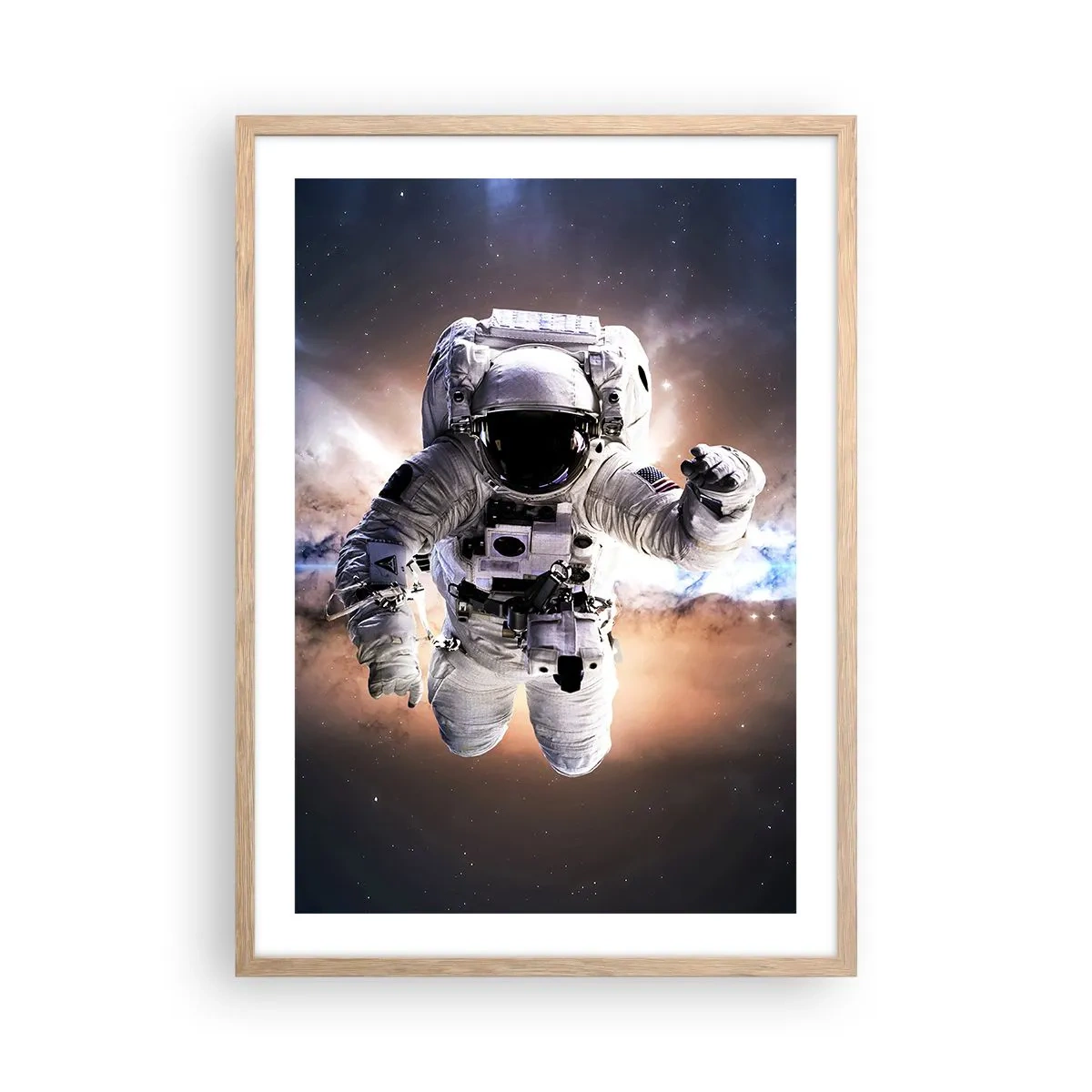 Poster in light oak frame - Greetings from Space - 50x70 cm