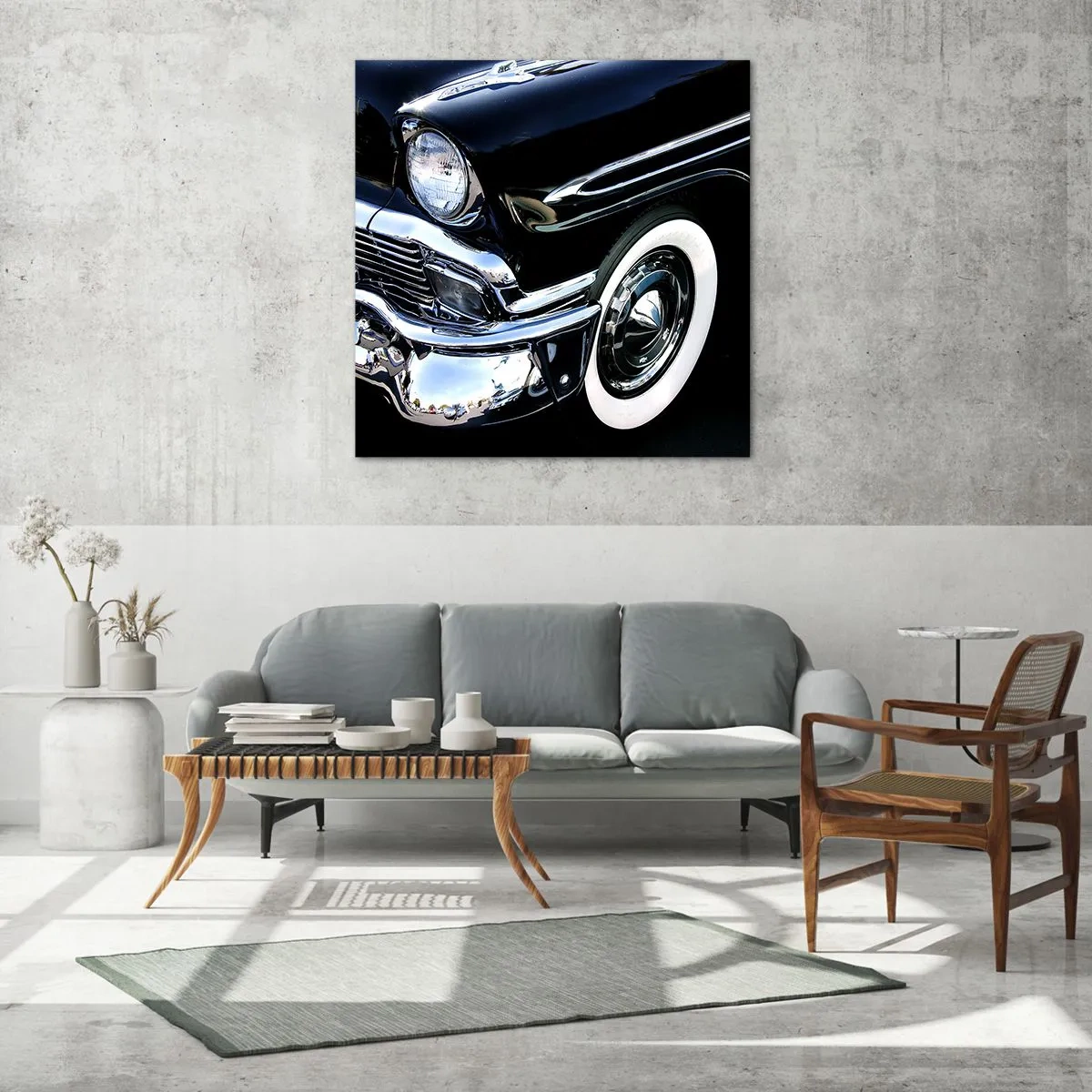 Glass picture - Classics in Silver, Black and White - 60x60 cm