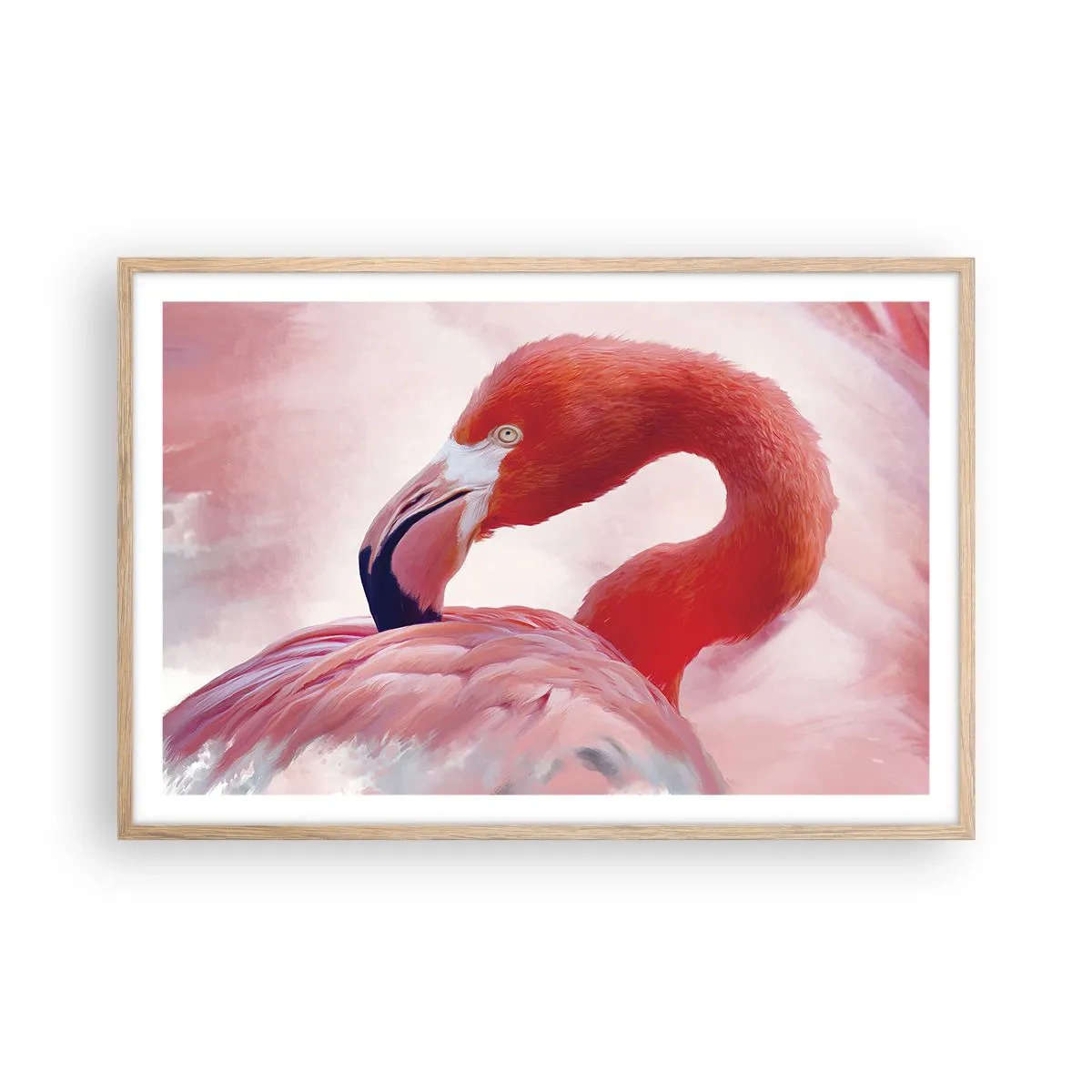 Poster in light oak frame - Bird Look - 91x61 cm