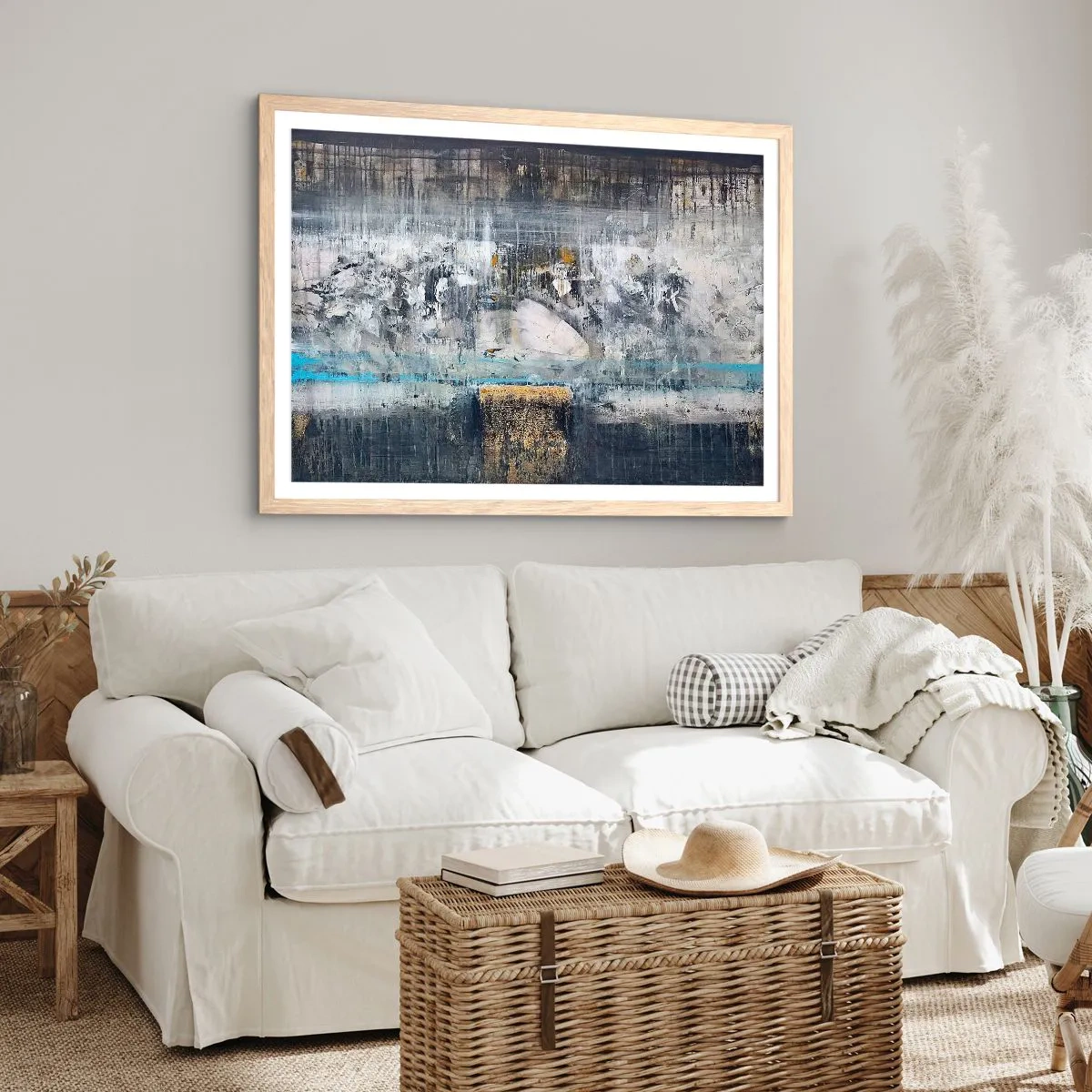Poster in light oak frame - Icy Path - 70x50 cm