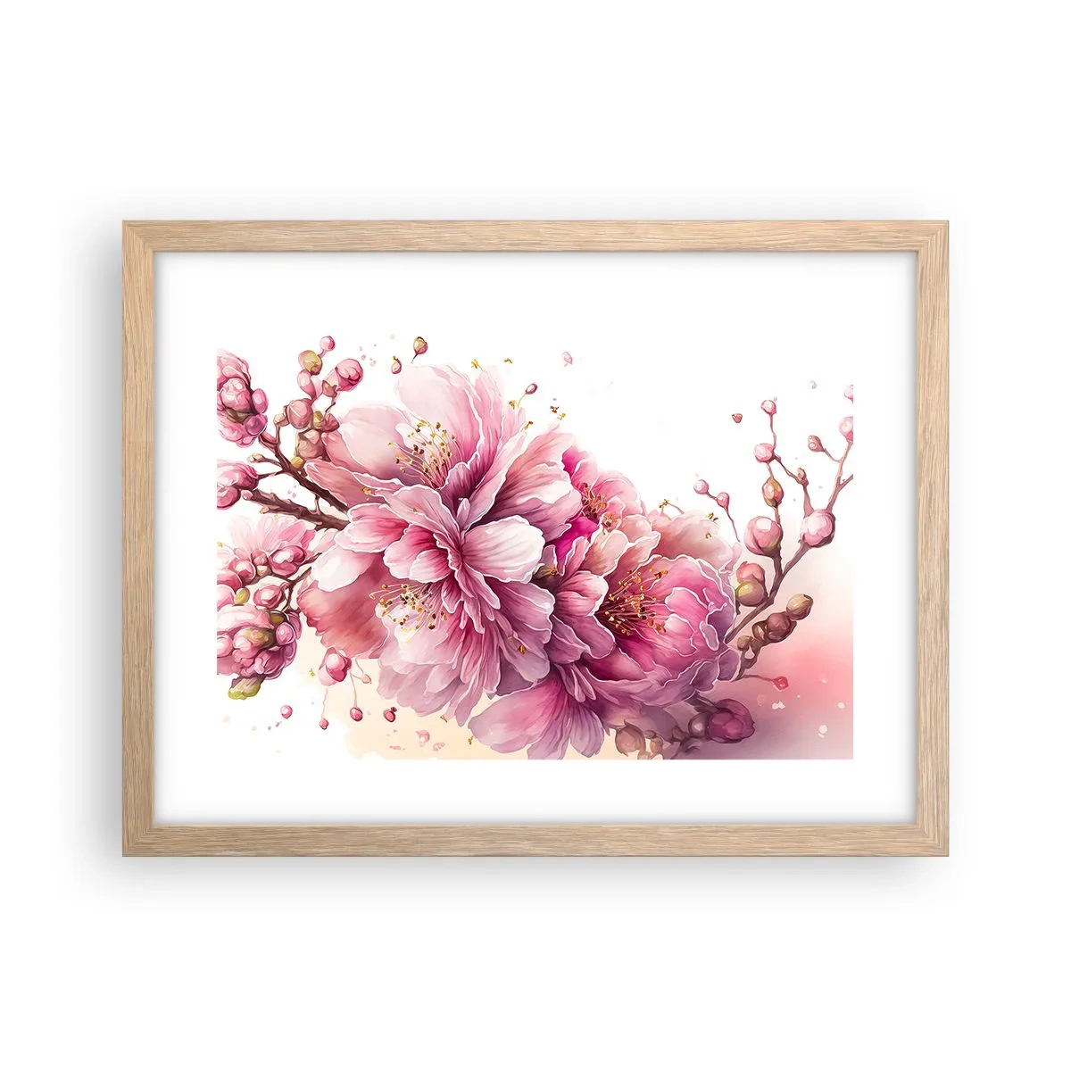Poster in light oak frame - Land of Cherry Blossoms - 40x30 cm