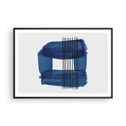 Poster in black frame - Blue and Black Composition - 100x70 cm
