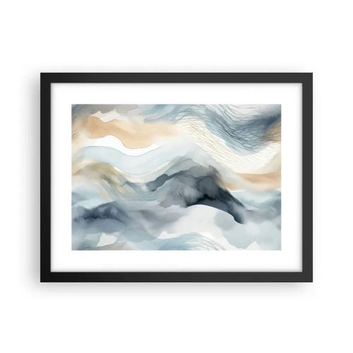 Poster in black frame - Snowy and Foggy Abstract - 40x30 cm