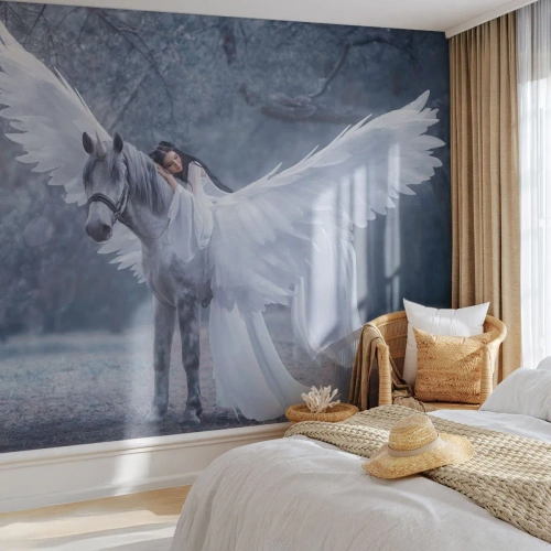 Photo Wallpaper Premium Sand - Inspired Moment - Abstraction, Horse, Woman - 250x175 cm