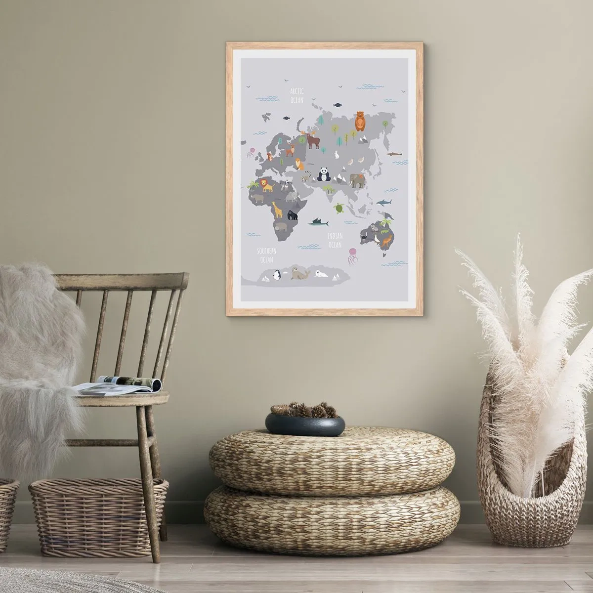 Poster in light oak frame - Tell Me Where You Are From - 61x91 cm