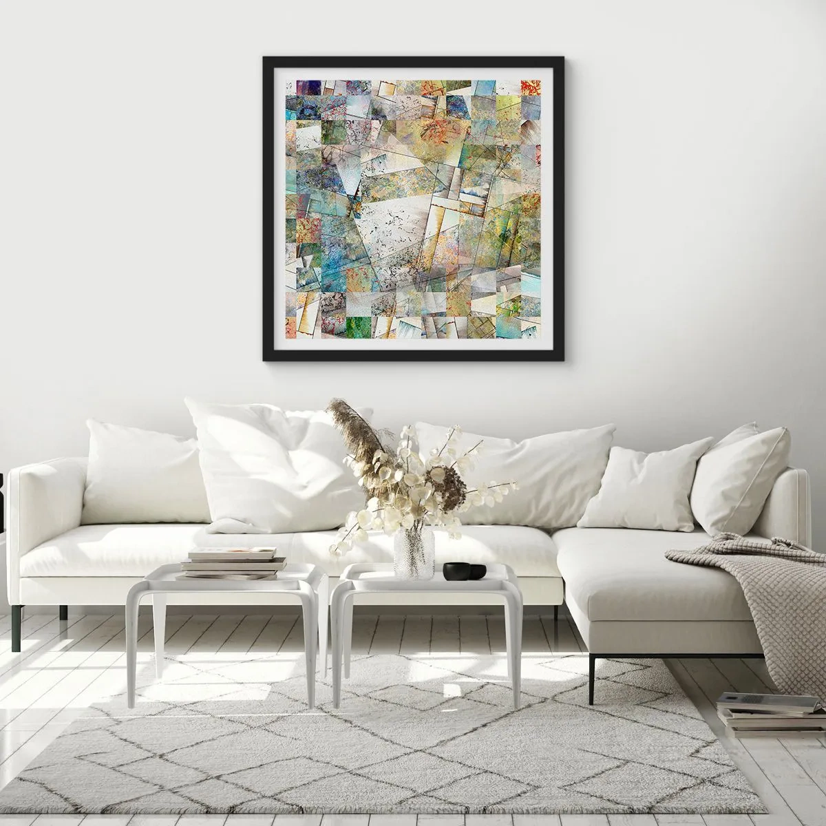 Poster in black frame - Geometric Reshuffling - 50x50 cm