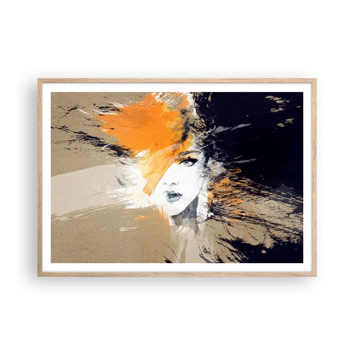 Poster in light oak frame - And There Was Light - 100x70 cm