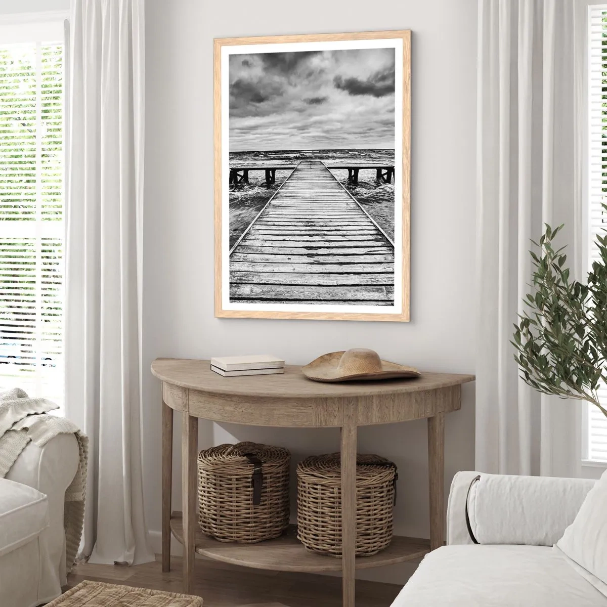 Poster in light oak frame - Waiting for the Wind to Blow away - 40x50 cm