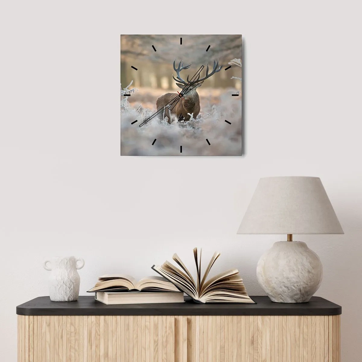 Wall clock - Clock on glass - Chilly Morning - 40x40 cm