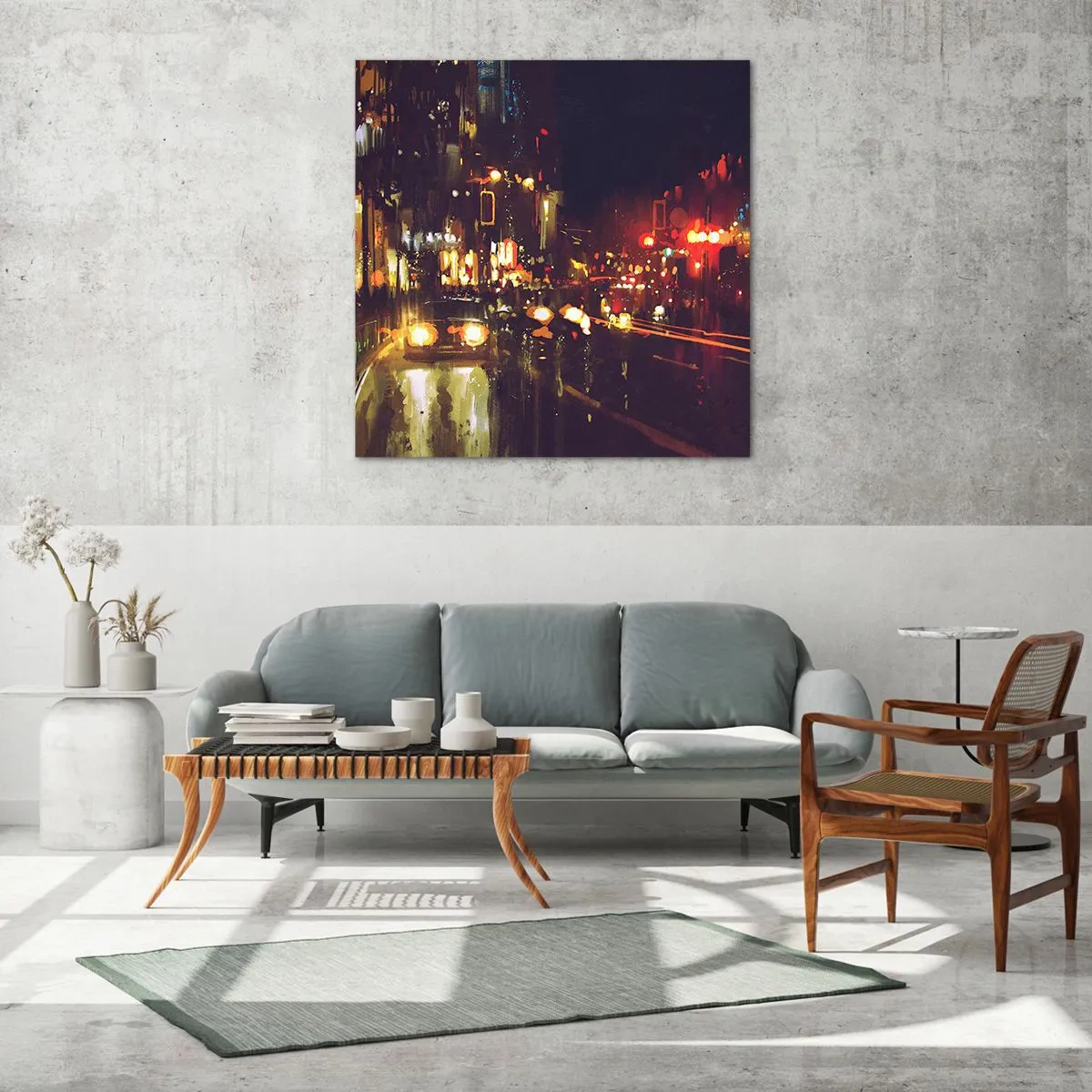 Glass picture - Drowned in City Lights - 60x60 cm